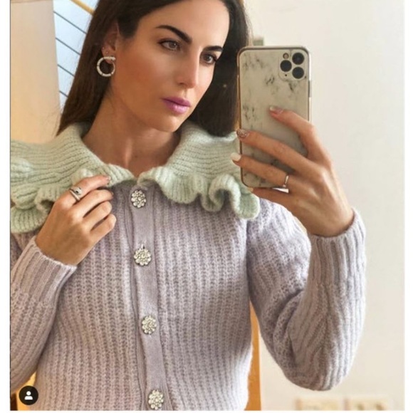 LAST 1!🔥ZARA COMBINATION BIB COLLAR KNIT CARDIGAN - Picture 7 of 16